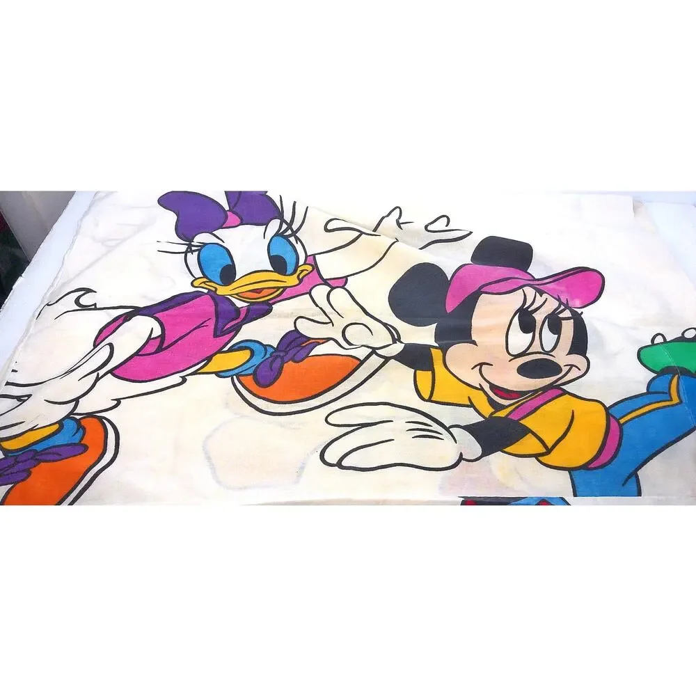 Vtg Pacific Walt Disney Mickey Minnie Mouse Donald Daisy Duck Pillowcase Set